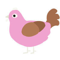 A pink and brown chicken
