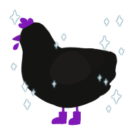 Magnetite, a black and sable chicken