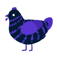 A tumblr and indigo chicken with a bar pattern