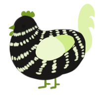 A sable and apple chicken with a bar pattern