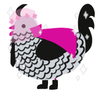 A mist and black chicken with a lace pattern