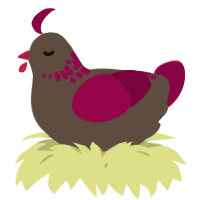 A bark and maroon chicken with a neck-speckle pattern