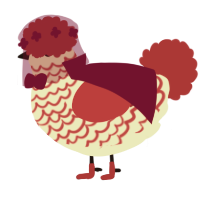 A mist and crimson chicken with a lace pattern