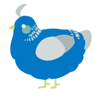 A sapphire and silver chicken with a neck-band pattern