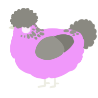 A lavender and ash chicken with a neck-speckle pattern