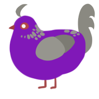 A violet and ash chicken with a neck-speckle pattern