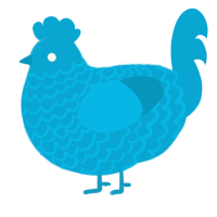 A cerulean chicken with a lace pattern