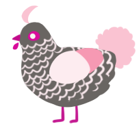 A grey and rose chicken with a lace pattern