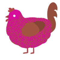 A fuchsia and russet chicken with a double-lace pattern