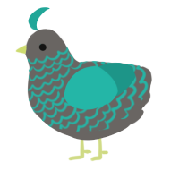 A grey and turquoise chicken with a lace pattern