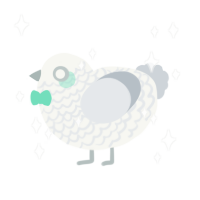A white and mist chicken with a lace pattern