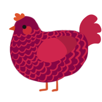 A maroon and crimson chicken with a lace pattern