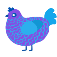 wave sprite, a blurple and sky chicken with a lace pattern