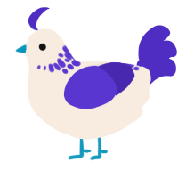 A cream and indigo chicken with a neck-speckle pattern