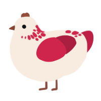 A cream and crimson chicken with a neck-speckle pattern