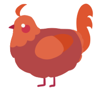 A red and vermilion chicken with a head pattern