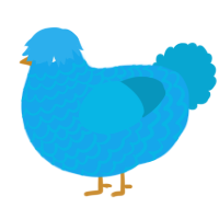 A sky and cerulean chicken with a lace pattern