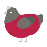 A crimson and grey chicken with a head pattern