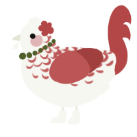 A white and red chicken with a half-lace pattern