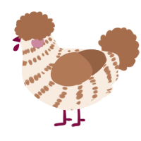 A cream and brown chicken with a bar pattern