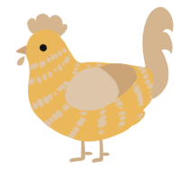 A honey and beige chicken with a bar pattern