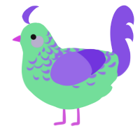A spring and blurple chicken with a half-lace pattern