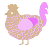 A beige and lavender chicken with a lace pattern