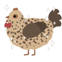 A beige and bark chicken with a speckle pattern