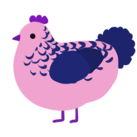 A pink and navy chicken with a half-lace pattern