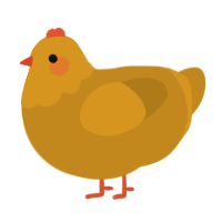 A ochre chicken with a head pattern