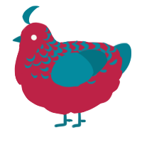 A crimson and sea chicken with a half-lace pattern