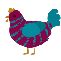 A maroon and sea chicken with a bar pattern