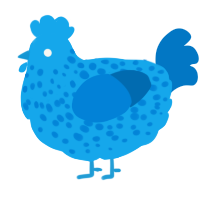 A sky and sapphire chicken with a speckle pattern