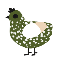 A olive and cream chicken with a speckle pattern