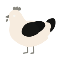 A cream and black chicken