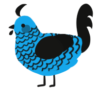 A sky and black chicken with a lace pattern