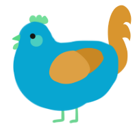 A cerulean and orange chicken