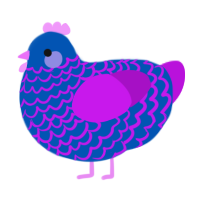 A ultramarine and amethyst chicken with a lace pattern
