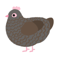 A grey and bark chicken with a lace pattern