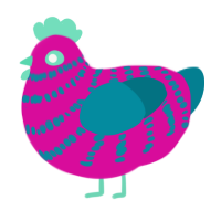 Pop Art Junior, a fuchsia and sea chicken with a bar pattern