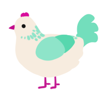 A cream and mint chicken with a neck-speckle pattern