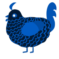 A tumblr and ultramarine chicken with a lace pattern