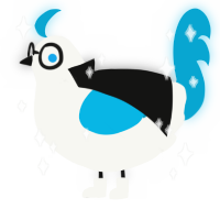 A white and cerulean chicken