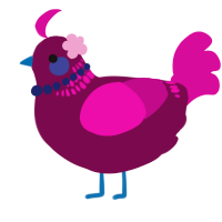 A wine and fuchsia chicken with a neck-band pattern