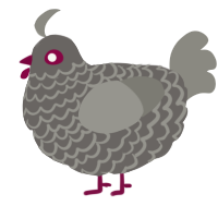 A grey and ash chicken with a lace pattern