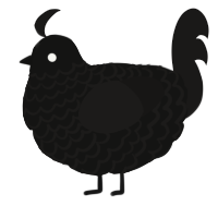 A black and sable chicken with a lace pattern