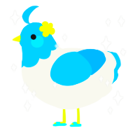 A white and sky chicken with a head pattern