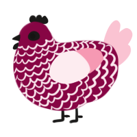 A maroon and rose chicken with a lace pattern
