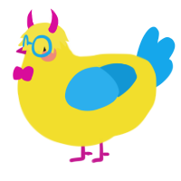A yellow and sky chicken