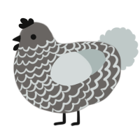 A grey and silver chicken with a lace pattern